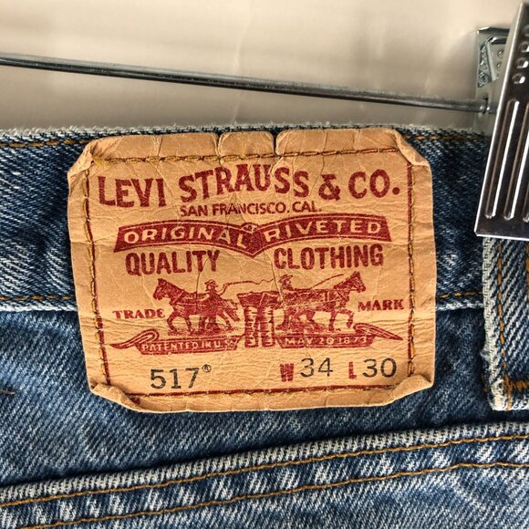 Levis Mens Jeans 517 Bootcut Distressed Grunge 34x30 - Picture 10 of 11